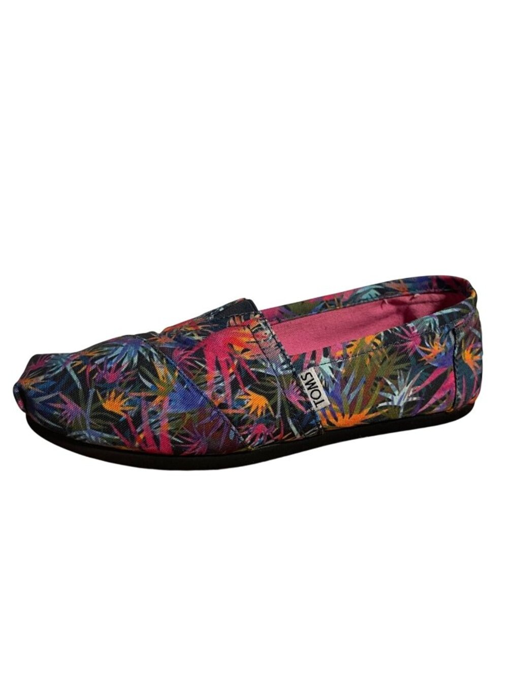 TOMS Alpargatas Flats Womens Size 6.5 Tropical Print Canvas Slip On Shoes Resort